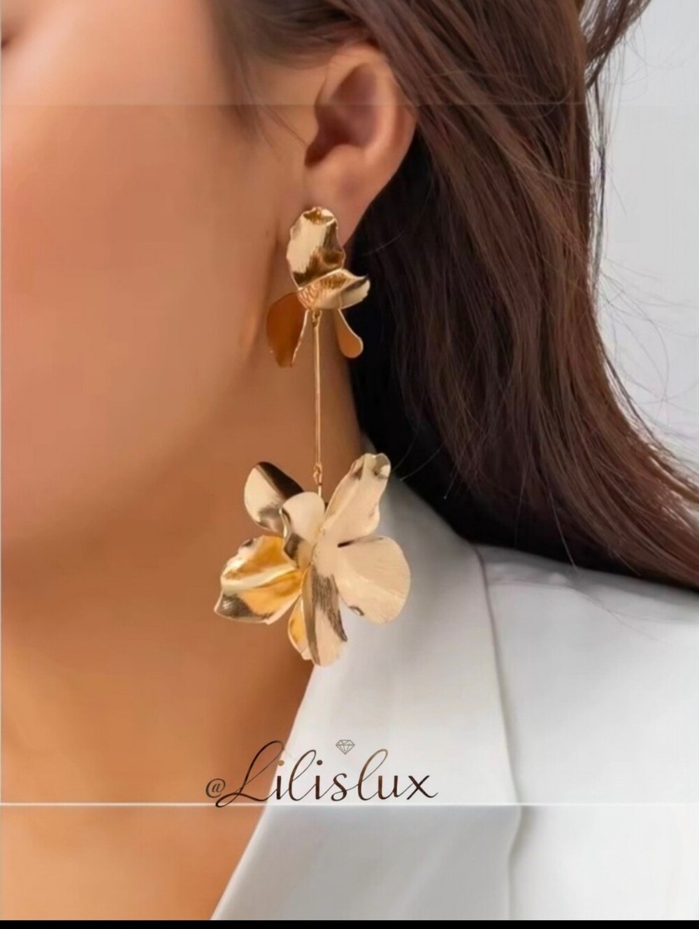 Zara 18kt Plated Sculptural Statement Floral Earrings Dangle
